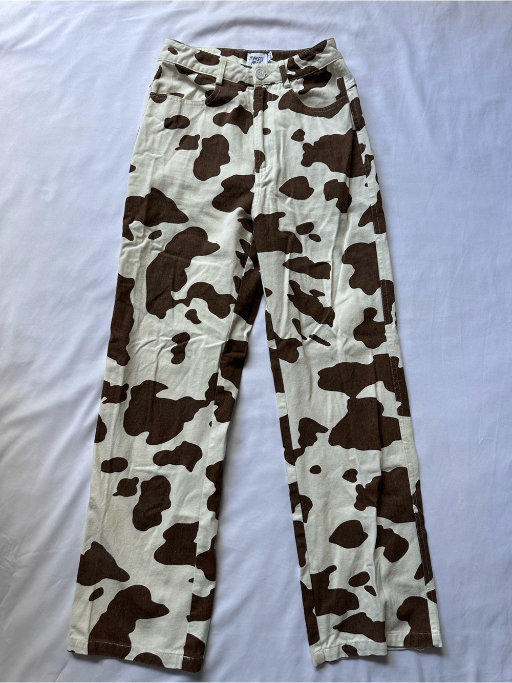 Princess Polly Brown and Cream Cow-Print Pants